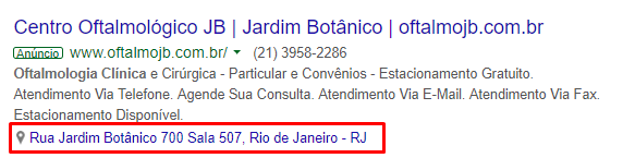 Example of a Google Ads location extension