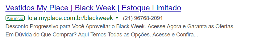 Google Ads ad relevance, example ad 4